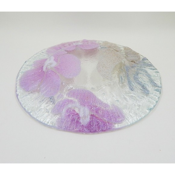 Sydenstricker Fused Art Glass Pink Orchid Small Plate 7" - Picture 4 of 9